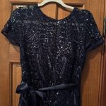 R & M Richards  Formal Gown Women’s 8 Dark Navy Blue Sequin Mother Of Bride Tie Photo 2