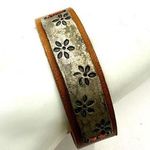 American Eagle silver tone and brown leather bracelet Photo 0