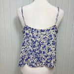 Free People  blue & white‎ floral scalloped cami top Size S Photo 12