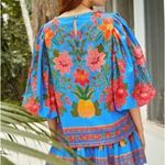 Farm Rio Tropical Tapestry Blouse Lace Inset Sz. S Photo 2