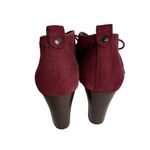 Giani Bernini  Lace Up Ankle Bootie 7.5 Burgundy Suede Leather Block Heel Photo 3