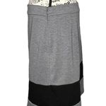 Loft SIZE 8 Gray Jersey Knit Black Stripe Side Zip A-Line Short Skirt Photo 1