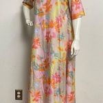 Misook FLAWED Mislook Women's S Long Maxi Dress Orange Yellow 1/2 Sleeve 100% Polyester Photo 2