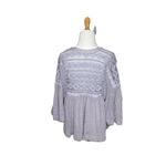Free People  Lavender Lace Embroidery gauze 100% Cotton Crop Top Size Medium Photo 3