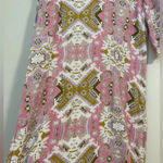 Free People  Viscose pink mustard Aztec print vneck mini dress spring ss Photo 3