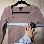 Forever 21  Women’s Ribbed Square Neck Long Sleeve Shimmer Top – Size L Photo 3