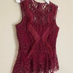 Venus  Crochet  Burgundy Lace fitted Sleeveless Top size 8 Photo 1