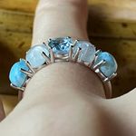 Blue Topaz Rainbow Moonstone Sterling Silver Ring Size 7 Photo 1