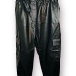 Miss Selfridge  High Waisted Faux Leather Cargo Trousers Black 12 Photo 0