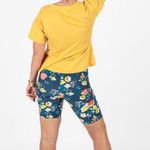 LuLaRoe Medium Biker Shorts • Americana Collection • Navy w/White Flowers • NWT Photo 11