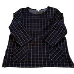 Coldwater Creek  Black White Textured Windowpane Plaid Blouse Top Womens XL Photo 0