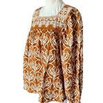 Happy X Nature Kate Hudson Misty Floral Print Top Size XL Brown Photo 2