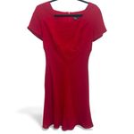 Vintage 100% Silk Size 6 Red Midi Dress Solid Cherry Red Christmas Minimalist Photo 0