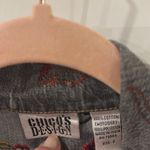 Chico's Gray Jean Jacket with Red and Yellow Embroidery Photo 3