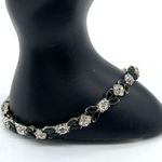 Monet Tennis Bracelet Silver Tone with accent Onyx and Crystals Black Photo 6