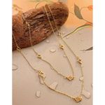 Gold Plated Floral Sweater Long necklace Stainless Steel women Jewelry Photo 4