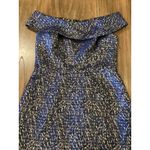 Teri Jon by Rickie Freeman Jaquard Stripe Off the Shoulder Sheath midi Dress 10 Blue Photo 1