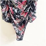 Free Press Bodysuit Black Ruby Floral Size Large NWT Ruched Romantic Coquette Photo 5