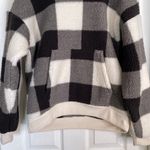 American Eagle Buffalo Plaid Sherpa Hoodie Size Small Fleece Black White Photo 4