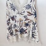 Free People  Top Bell Flower Double V Lace Tunic Tank Ivory Floral Small Romance Photo 6