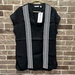 Athleta Linen Column Embroidery Black White Lux Kaftan Tunic Top Size XS NWT Photo 0