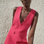 ZARA  SHORT TEXTURED WEAVE JUMPSUIT FUCHSIA Medium Photo 0