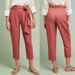 Anthropologie NEW ETT:TWA Rose Jacquard Aubade Tie Waist Pants Tapered Cropped 8 Photo 2