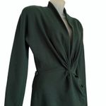 Donna Karan Vintage Black Label Archival Green Wool Wrap Dress Union-Made Size S Photo 6