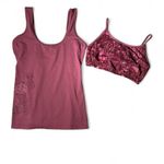 Rei Co-op  Tank Top and Bralette Set Burgundy Floral Athleisure M Y2K 2 Piece Photo 1