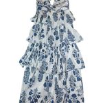 Ro's Garden size large tiered maxi dress white blue floral guest new anthropolog Photo 1