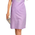 Talbots Embroidery Linen Blend Shift Dress Sleeveless Lilac Photo 0