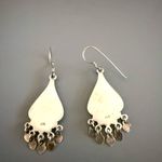 Sterling Silver Vintage  Mother of Pearl Chandalier Earrings Photo 2