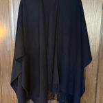 Mer Sea The Classic Travel Wrap Knit Poncho Fringe Trim One Size Blue Size undefined Photo 0