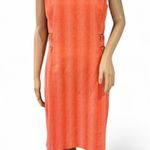Etcetera  Coral Orange Stripe Sheath Dress with Gold Zip Trim Size 10 Photo 1