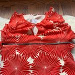 J.Crew  Red Sunburst Floral Chiffon Flutter Sleeve Ruffle Dress Photo 5