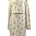 Anthropologie Daily Practice Floral Printed Sweater Dress Set Fuzzy Ivory Photo 0