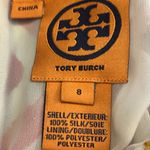 Tory Burch Pleated 100% Silk Shift Pink Orange Signature Print Dress Size 8 Photo 7