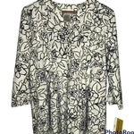 Cathy Daniels NWT Cathy‎ Daniels Simply Textured Roll Tab Sleeve Print Top Sz S Photo 0