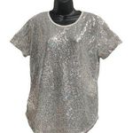 SPADEHILL, Women’s Sparkly Silver Party Top, Size XL, Short Sleeves, New With Tags Photo 0