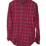 Lands' End Red/Black/Silver Plaid Holiday Flannel Tartan Pleated Tunic Shirt 8T Photo 0