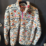 Eddie Bauer Women’s Fuzzy Multicolor Patterned 3/4 Zip Sweatshirt Photo 0