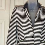 ZARA  Trafaluc Blue Striped Cropped Blazer Small Photo 2