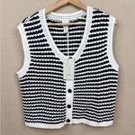 Joie  Navy and White Striped Button Knit Vest Top Sleeveless Size L Photo 7