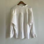 Vince Womens Silk Satin Band-Collar Blouse Long Sleeve In Off White Size 6 Photo 6