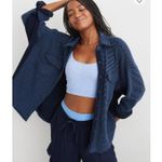 Aerie LumberJane Waffle Shirt Oversized Button Up Navy Blue Women’s size Small Photo 12