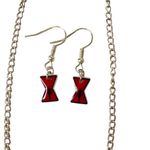 Etsy Disney Marvel Black Widow Necklace Earring Red Room Silver Jewelry Set Photo 2