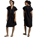 Maeve by Anthropologie Deep-V Dress Women's Small Black Slits Classic LBD NWOT Photo 1
