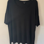 Eileen Fisher  Black Silk Boxy Oversized Shirt Sleeve Top size small Photo 0