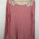 Rewind  Boho Pink Crochet Detail Ribbed Long Sleeve top XL cottagecore Photo 0