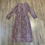Prologue  Dress Womens Size Small Burgundy Printed 3/4 Sleeve Midi Cinched Waist Photo 1